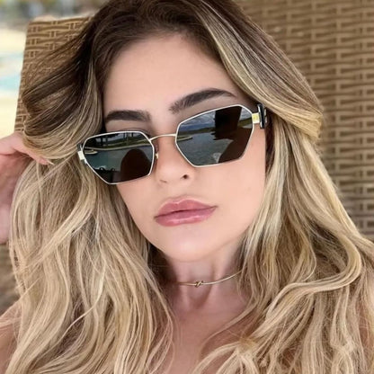 Rimless Gold Shield Sunglasses