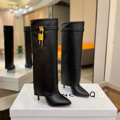 Knee-High Boots Gold Lock