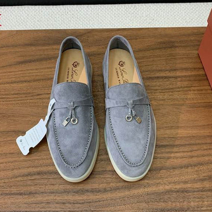 Gray Suede Loafers