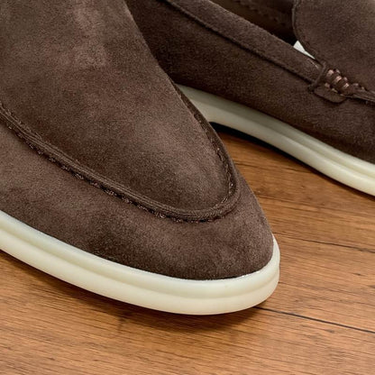 Brown Suede Slip-On Loafers