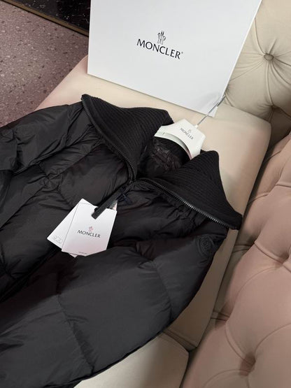 Black Knitted Shawl Puffer